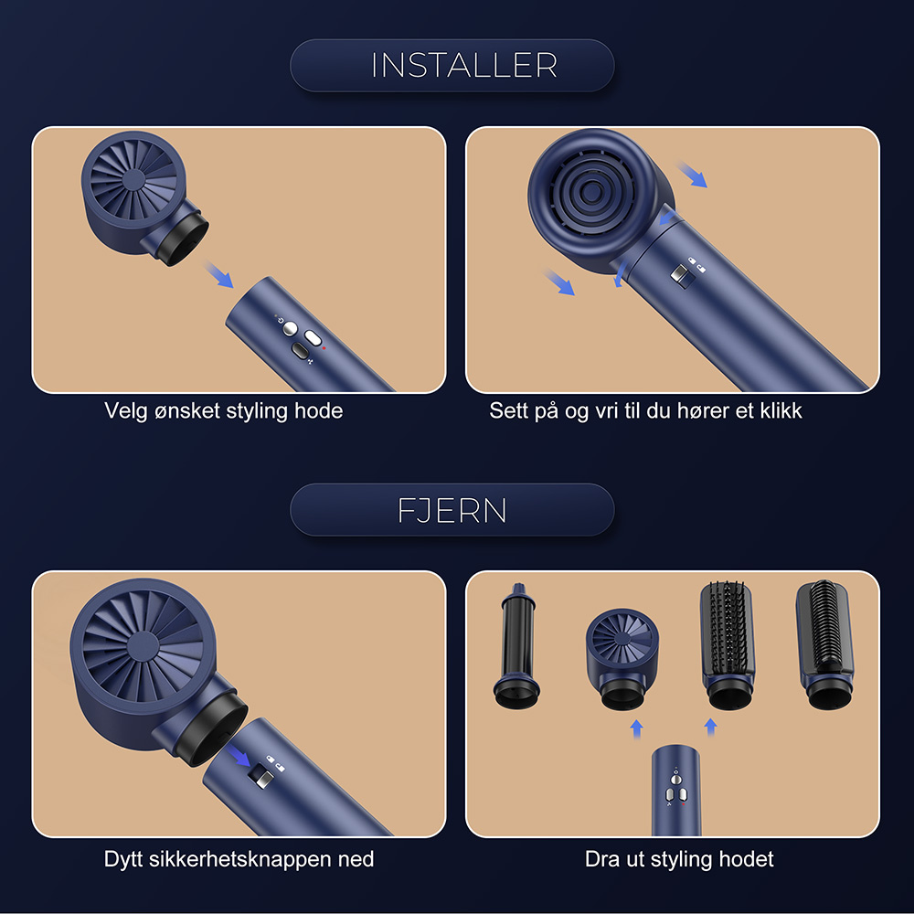 6 i 1 Profesjonell Hair Styler - Blå