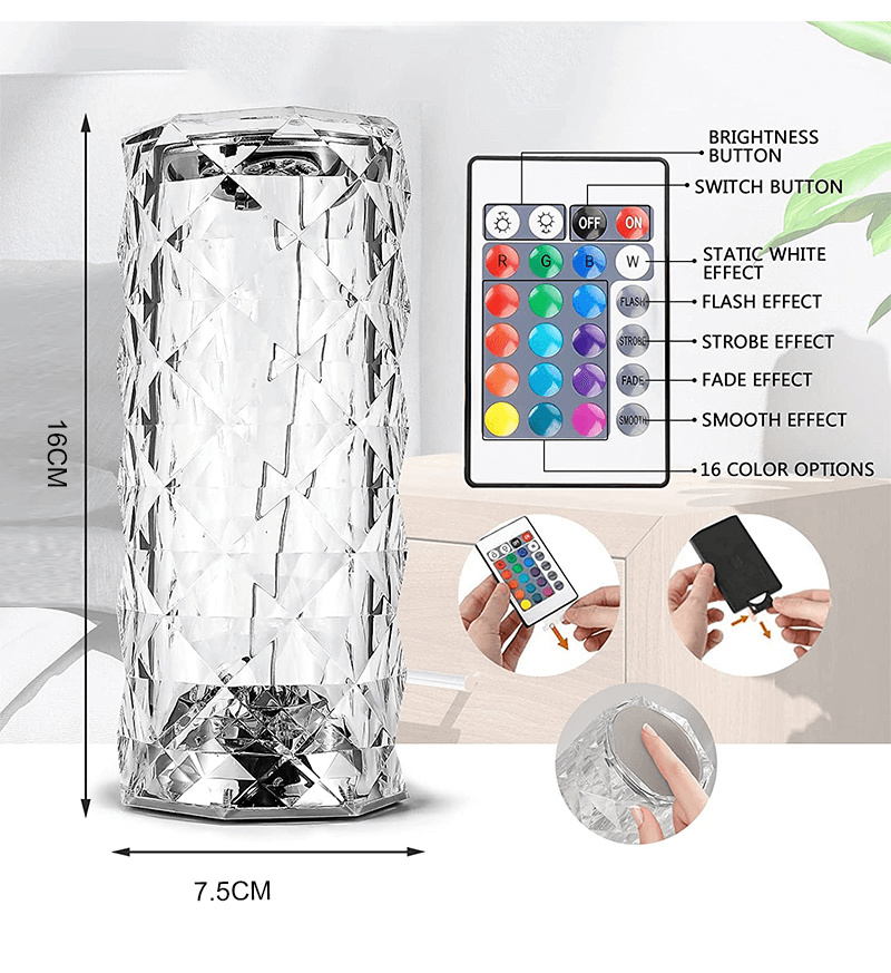 Krystall Bordlampe - LED