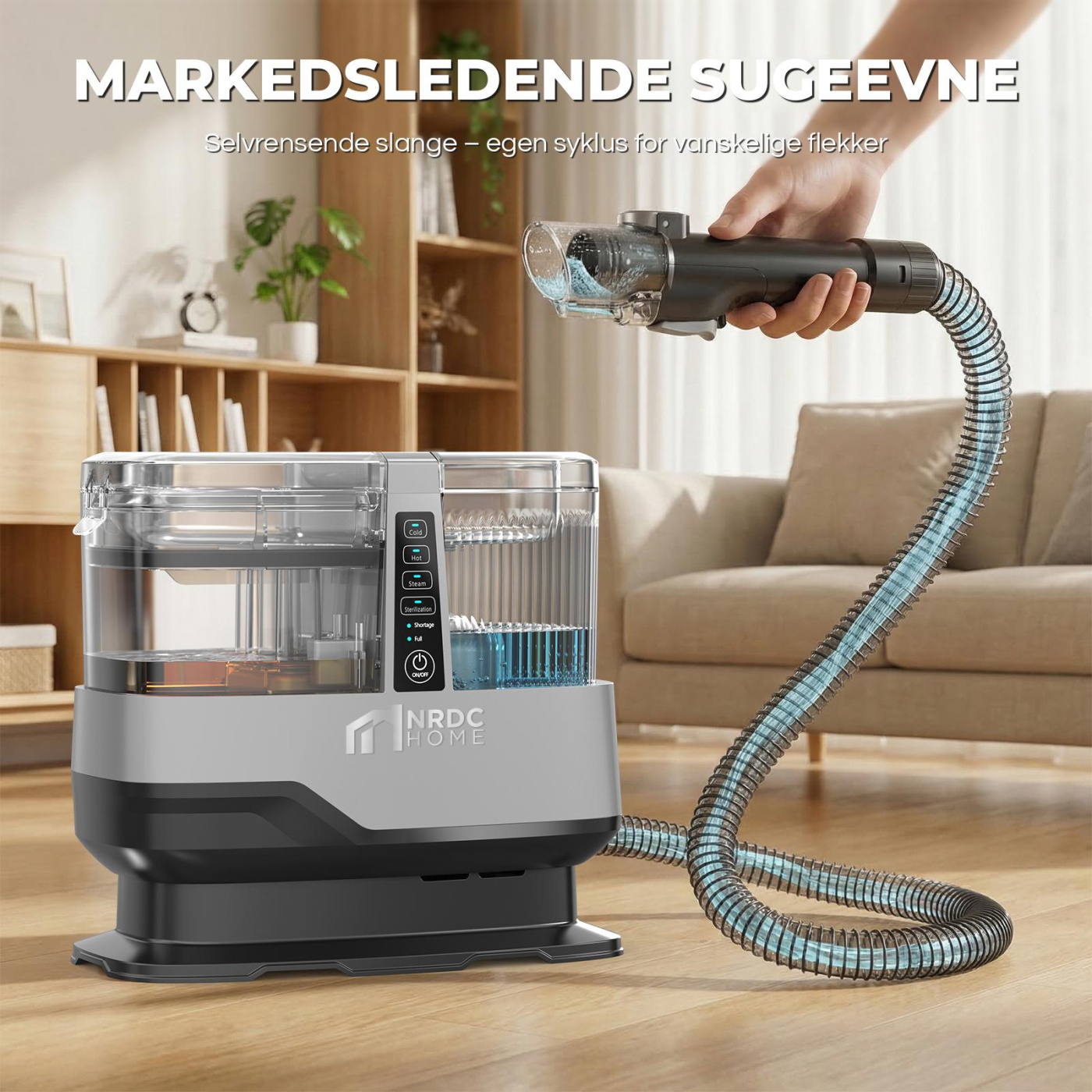 NRDC Home 4-i-1 Tekstilrenser med damp – sofa, tepper og møbler